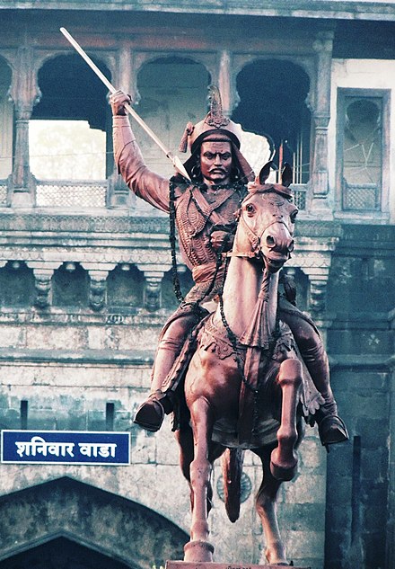 Equestrian statue of Peshwa Baji Rao I outside Shaniwar Wada, Pune
