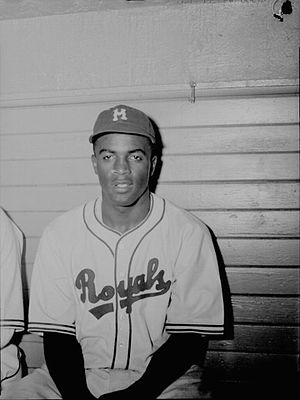 Jackie Robinson with the Triple-A Montreal Royals in July 1946