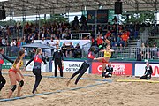 Deutsch: Beachhandball Europameisterschaften 2019 (Beach handball Euro); Tag 5: 6. Juli 2019 – Frauen, Platzierungsspiel für die Ränge 9–12, Deutschland-Polen 2:1 (22:23, 19:16, 7:6) English: Beach handball Euro; Day 5: 6 July 2019 – Placement Match/Cross Match for rank 9–12 Women – Germany-Poland 2:1 (22:23, 19:16, 7:6)