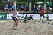 Deutsch: Beachhandball Europameisterschaften 2019 (Beach handball Euro); Tag 2: 3. Juli 2019 – Männer, Vorrunde Gruppe D, Ungarn-Schweden 2:0 (23:22, 32:24) English: Beach handball Euro; Day 2: 3 July 2019 – Women Preliminary Round Group A – Men Preliminary Round Group D – Hungary-Sweden 2:0 (23:22, 32:24)