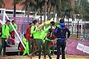 Deutsch: Beachhandball bei den Olympischen Jugendspielen 2018; Tag 6, 12. Oktober 2018; Jungen, Platzierungssspiel Ränge 7-8 – Venezuela-Italien 2:0 English: Beach handball at the 2018 Summer Youth Olympics at 12 October 2018 – Boy's Placement Match 7-8 – Venezuela-Italy 2:0