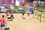 Deutsch: Beachhandball bei den Olympischen Jugendspielen 2018; Tag 3, 9. Oktober 2018; Jungs, Vorrunde, Gruppe A - Ungarn-Thailand 2:1 English: Beach handball at the 2018 Summer Youth Olympics at 9 October 2018 – Girls Preliminary Round Group A‎ – Hungary-Thailand 2:1