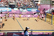 Deutsch: Beachhandball bei den Olympischen Jugendspielen 2018; Tag 3, 9. Oktober 2018; Jungs, Vorrunde, Gruppe B - Argentinien-Hongkong 2:0 English: Beach handball at the 2018 Summer Youth Olympics at 9 October 2018 – Girls Preliminary Round Group B – Argentina-Hing Kong 2:0