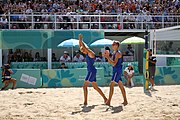 Deutsch: Beachvolleyball bei den Olympischen Jugendspielen 2018; Tag 11, 17. Oktober 2018; Jungen,Finale – Niederlande (Matthew Immers/Yorick de Groot)-Schweden (David Åhman/Jonatan Hellvig) 0:2 (20–22/15–21) English: Beach volleyball at the 2018 Summer Youth Olympics at 17 October 2018 – Final – Netherlands (Matthew Immers/Yorick de Groot)-Sweden (David Åhman/Jonatan Hellvig) 0:2 (20–22/15–21)