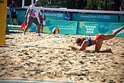 Deutsch: Beachvolleyball bei den Olympischen Jugendspielen 2018; Tag 8, 14. Oktober 2018; Mädchen, Achtelfinale – Bolivien-Puerto Rico 0:2 (18–21/18–21 ) English: Beach volleyball at the 2018 Summer Youth Olympics at 14 October 2018 – Girls Round of 16 – Bolivia-Puerto Rico 0:2 (18–21/18–21 )