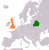 Location map for Belarus and the United Kingdom.