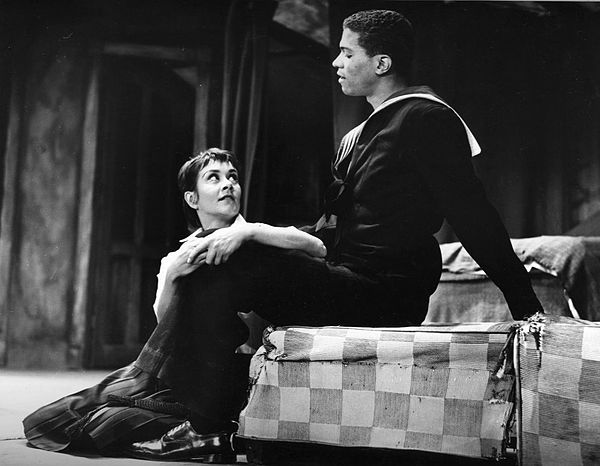 A Taste of Honey is an influential "kitchen sink drama". In this photo of the 1960 Broadway production, Joan Plowright plays the role of Jo, a 17-year