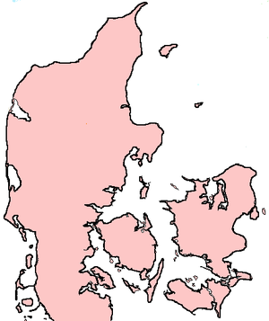 Материковая и островная территория Дании, схема.