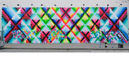 Wall painting by Maya Hayuk, "CHEM TRAILS NYC", HOUSTON & BOWERY, FEBRUARY 2014