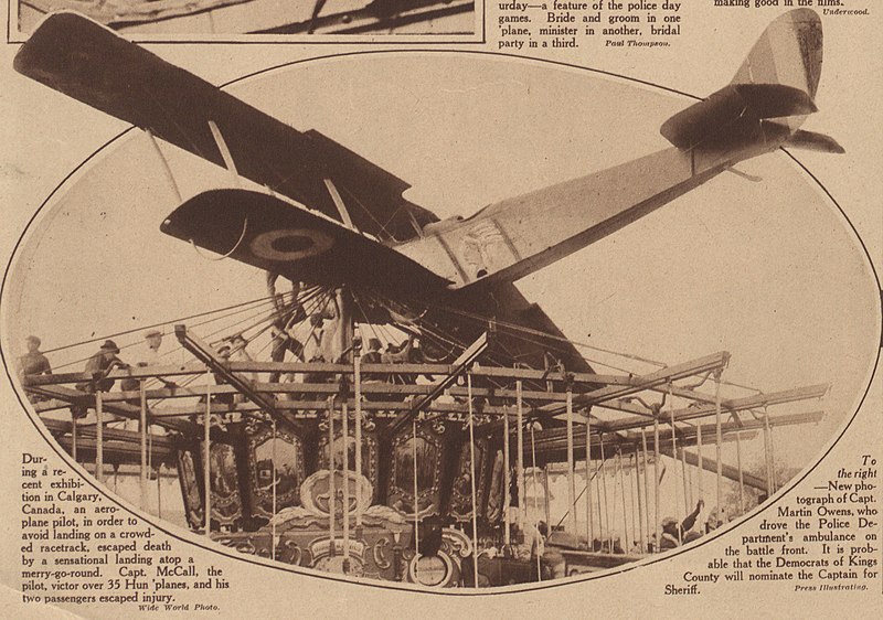 File:Capt McCall landing atop a merry-go-round Calgary Stampede 1919.jpg