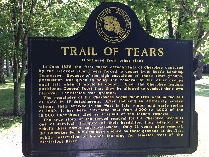 File:Cherokee Heritage Center - Trail of Tears plaque-rear (2015-05-27 08.58.33 by Wesley Fryer).jpg