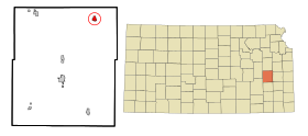 Coffey County Kansas Incorporated and Unincorporated areas Waverly Highlighted.svg
