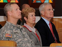 Michael Canavan (right) with his wife, Ambassador Katherine Canavan (center) at Patch Barracks in January 2011. DSC 4929.jpg