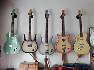 A selection of Danelectro Guitars Danelectro 56 U2, Guitarlin, 58 Longhorn Bass, Convertible, 56 U2 Lefty (by Enrico Di Pierro).jpg