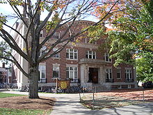 Robinson Hall houses many of the College's student-run organizations, including the Dartmouth Outing Club. The building is a designated stop along the Appalachian Trail. Dartmouth College campus 2007-10-03 Robinson Hall.JPG