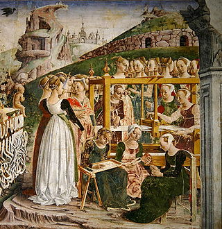 Women weaving, from 15th century "Triumph of Minerva"