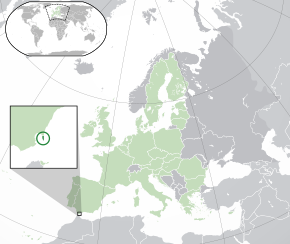 Location of Gibraltar in Europe and the European Union