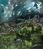 El Greco.  "Gezicht op Toledo".  1596-1600