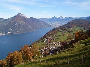 Emmetten above Lake Lucerne with Mythen in the background