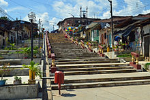 Escalinata en el Barrio de Belén, Iquitos que conecta Alto Belén y Bajo Belén.