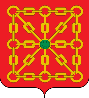 Shield with gold chains on a red background