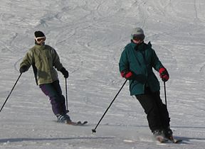 Esquiadors alpins tot girant.