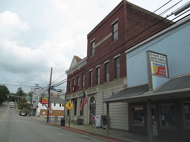 The downtown of Evans City