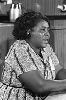 Fannie Lou Hamer, whom the Leadership Program is named after. Fannie Lou Hamer 1964-08-22.jpg