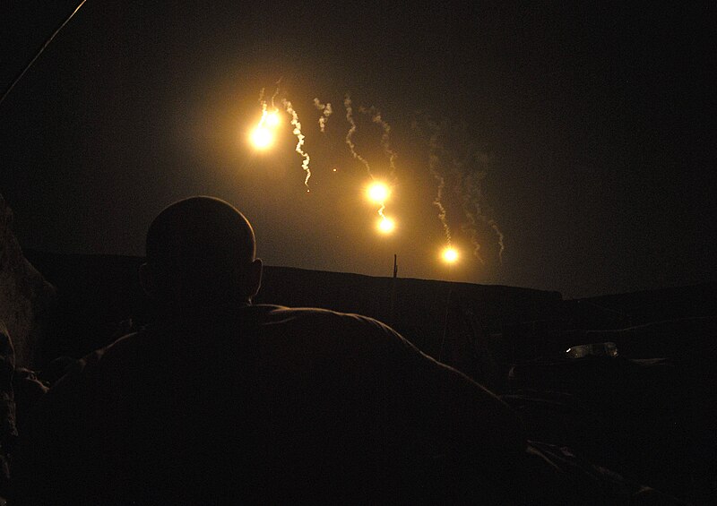 File:Flares fired by M777 howitzers to illuminate during Operation Tora Arwa V in the Kandahar province Aug. 2 2009.jpg