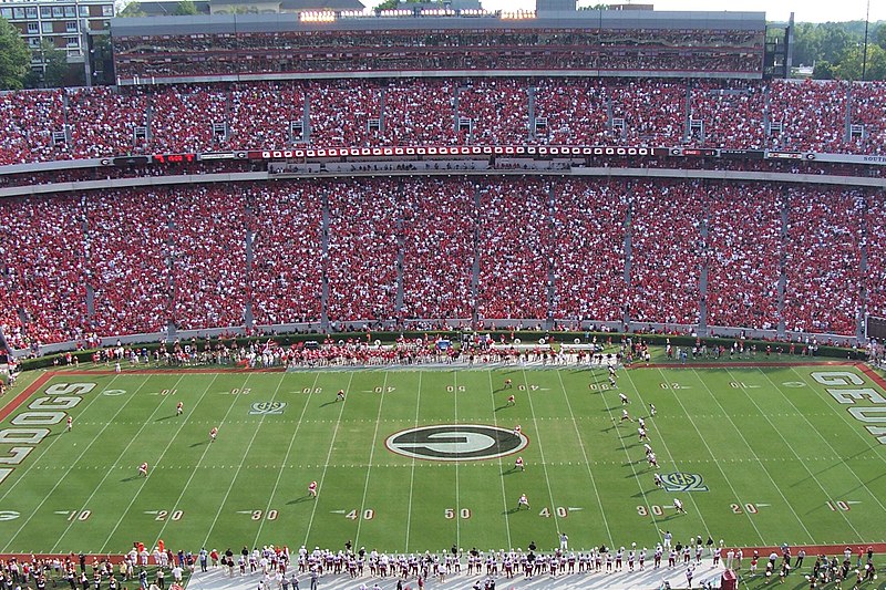 File:Football game kickoff (Georgia vs South Carolina), Sanford Stadium, September 2007.jpg