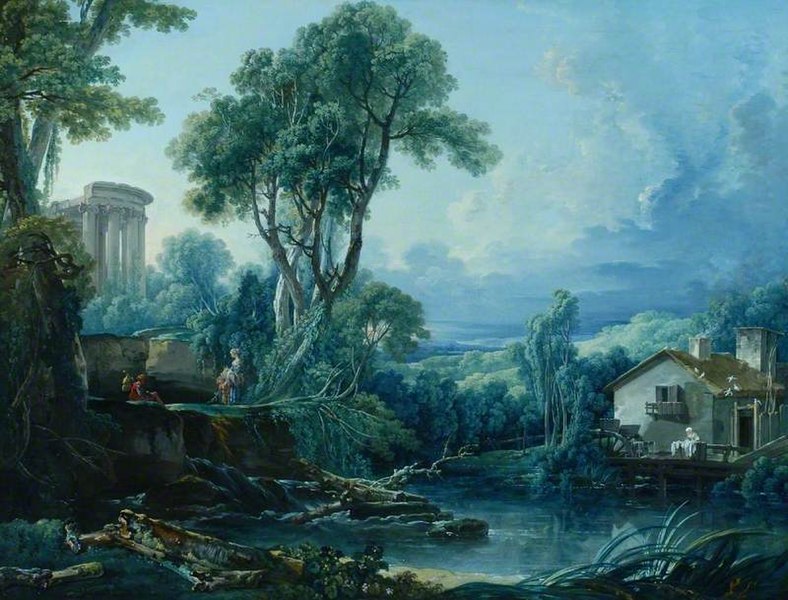 File:François Boucher (1703-1770) - Landscape with a Watermill - B.M.486 - Bowes Museum.jpg