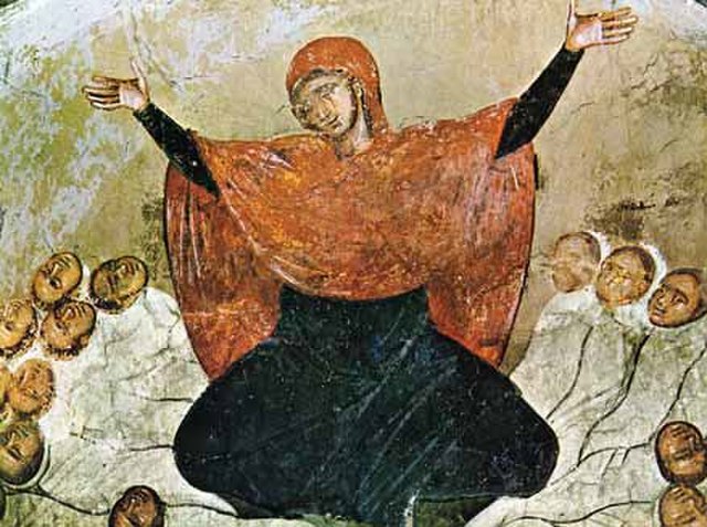 Rachel weeping for her children, 14th-century fresco from Marko's Monastery