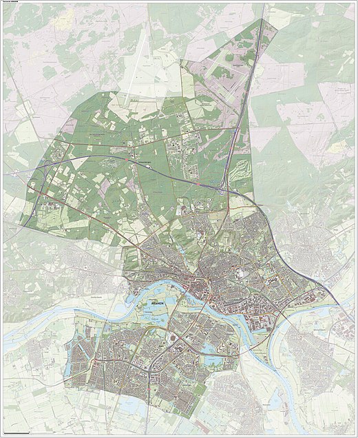Topografische gemeentekaart van Arnhem