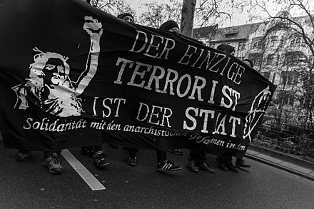 Anarchists in Germany marching in support of Catalan anarchists