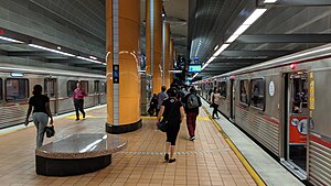 Getting off the subway at the North Hollywood Metro Station in Los Angeles.jpg