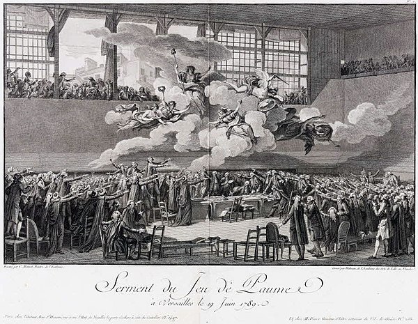 Etching by Helman after C. Monnet, “Serment du Jeu de Paume à Versailles” on 20 June 1789