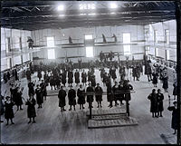 Young women students at gym class, 1880