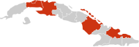 Cuba
Confirmed cases
Unconfirmed or suspected cases H1N1 Cuba Map.svg