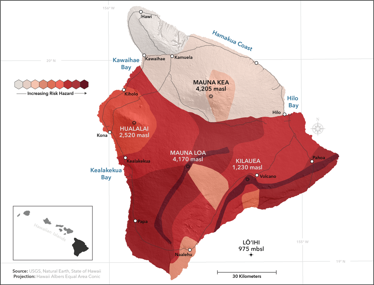 Lava Flow Hawaii Map Lava flow hazard zones   Wikipedia