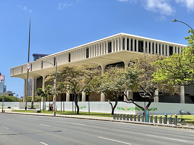 The Hawaii State Capitol is on Beretania Street.