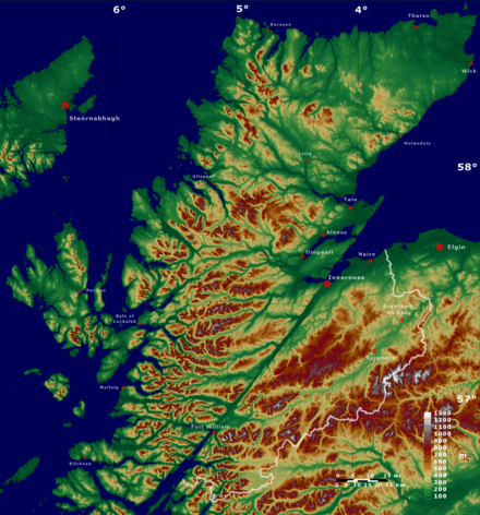 Topographic map of the Highland council area.[citation needed]