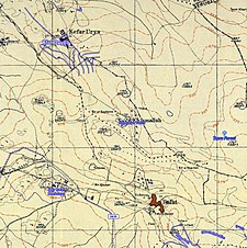 Хирбат Исм Аллах аймағына арналған тарихи карталар сериясы (1940 жж. Заманауи қабаттасумен) .jpg