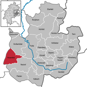 Poziția comunei Hosenfeld pe harta districtului Fulda
