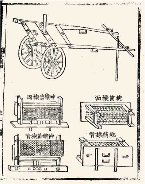 Illustration of a Korean rocket launcher of the 1500s