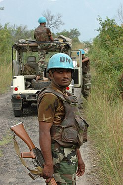 Troops from the Madras Regiment taking part in UN peacekeeping operations in the Democratic Republic of the Congo, in 2007.