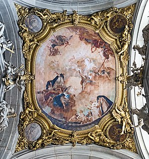 Interior of Santi Giovanni e Paolo (Venice) - The Glory of St. Dominic by Piazzetta.jpg