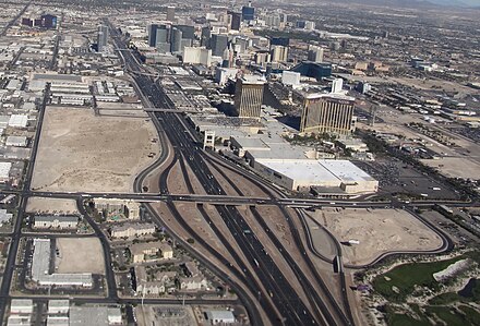 2015 view of the stadium site, adjacent to Mandalay Bay and Interstate 15.