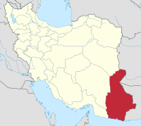 伊朗錫斯坦和俾路支斯坦省行政区图。