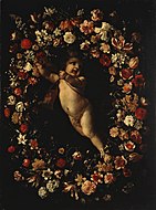 Angyal virágkoszorúval 1631-1660 között, (Ermitázs)