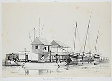 A western hulled toop, at the right side of the image. Java Amiral E Paris Pirogue de passage de Surabaya et Caboteur nomme Toup.jpg